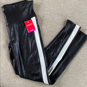 NWT Spanx faux leather stripe legging Size L